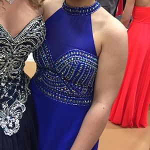 Blue prom dress two piece w/ iridescent jewels